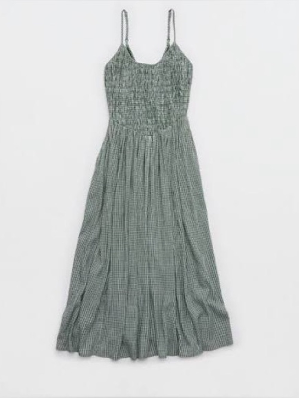 Aerie At The Barre Dark Green White Gingham Midi Dress - Picture 3 of 11